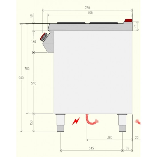 PE072MA - Ηλεκτρική κουζίνα 4 ματιών με αρθρωτή πόρτα
