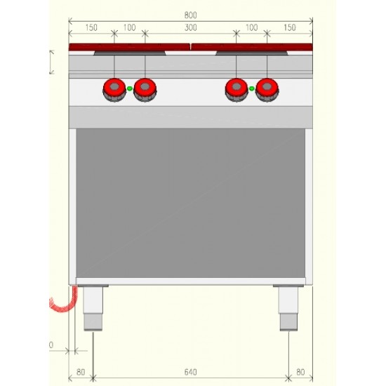 PE072MA - Ηλεκτρική κουζίνα 4 ματιών με αρθρωτή πόρτα