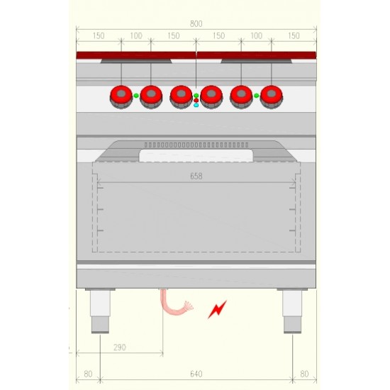 PEE72M0 - Ηλεκτρική κουζίνα-φούρνος 4 ματιών