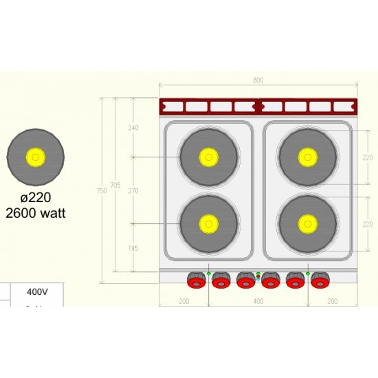 PEE72M0 - Ηλεκτρική κουζίνα-φούρνος 4 ματιών