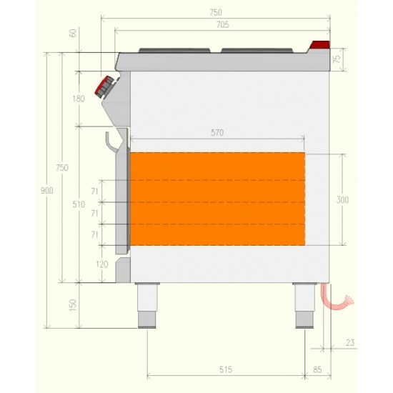 PEE73M0 - Ηλεκτρική κουζίνα-φούρνος 6 ματιών με ντουλάπι