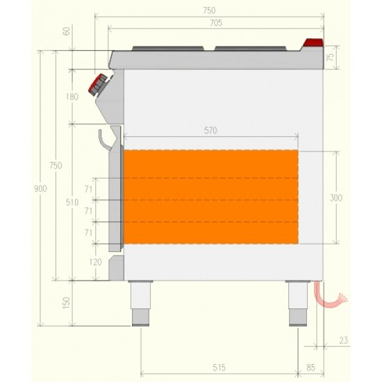 PEE73MM - Ηλεκτρική κουζίνα-φούρνος 6 ματιών