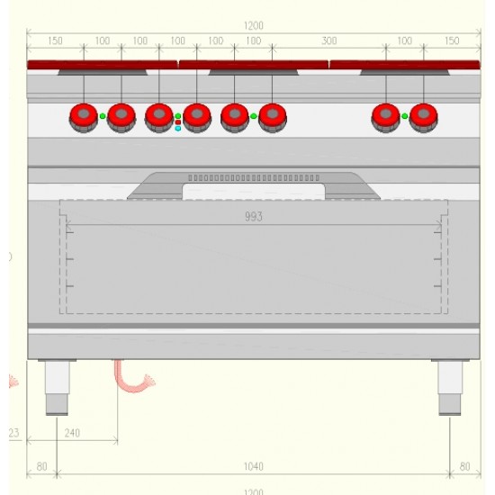 PEE73MM - Ηλεκτρική κουζίνα-φούρνος 6 ματιών
