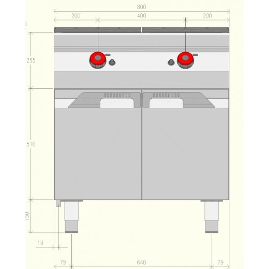 FTG72MA - Κουζίνα αερίου τηγανίσματος διπλής πλάκας