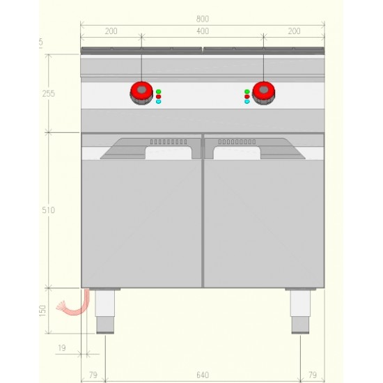 FTE72MF - Ηλεκτρική κουζίνα τηγανίσματος διπλής πόρτας 