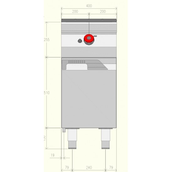FTG71MG - Επιφάνεια τηγανίσματος αερίου μονής πλάκας με αρθρωτή πόρτα