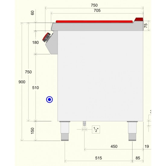 TPG71M0 - Εστία μαγειρέματος αερίου σε ανοιχτό ουδέτερο στοιχείο