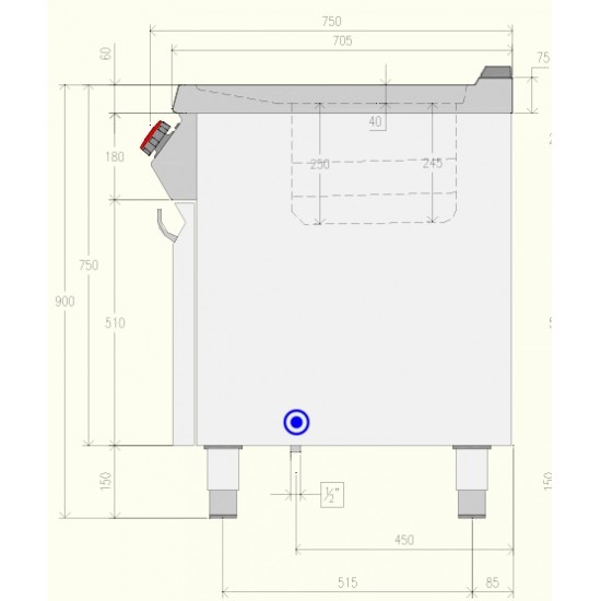 FRG71ME - Φριτέζα αερίου μονού μπολ με καυστήρες μέσα στο μπολ