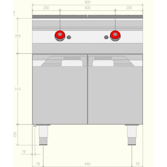 FRG72ME - Φριτέζα αερίου 2 μπολ με καυστήρες μέσα στα μπολ