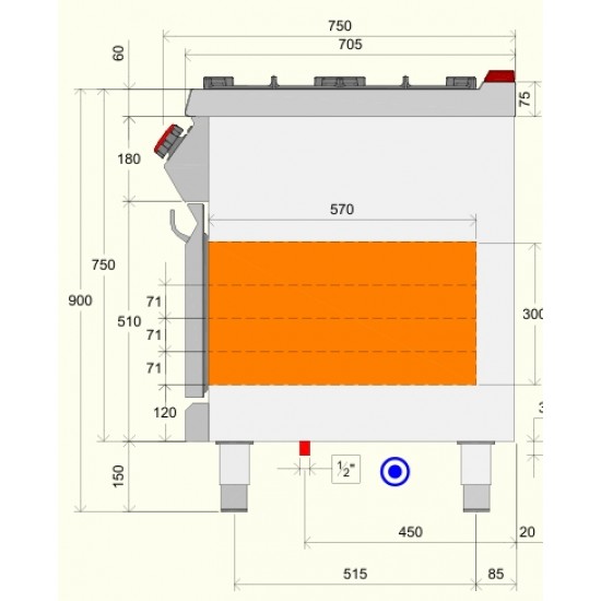 TPG73ME - Εστία μαγειρέματος αερίου με 4 καυστήρες φούρνο και ντουλάπι