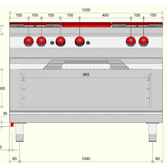 TPG73MF - Εστία μαγειρέματος αερίου με 4 καυστήρες και φούρνο αερίου