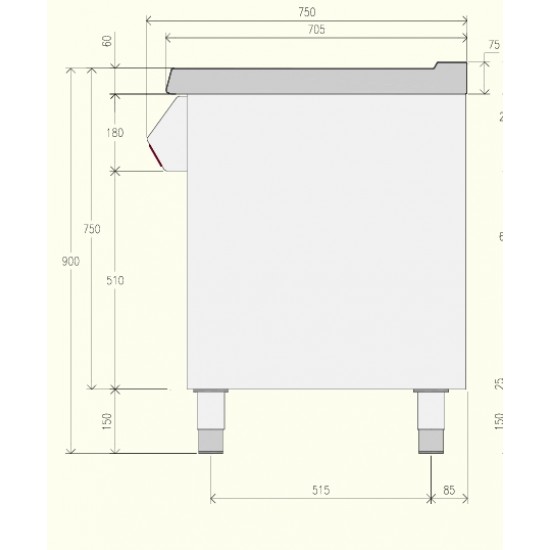 EN071MA - Κουζίνα ουδέτερου στοιχείου με ανοιχτό ντουλάπι και συρτάρι