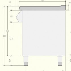 EN072MA - Κουζίνα ουδέτερου στοιχείου με ανοιχτό ντουλάπι και συρτάρι