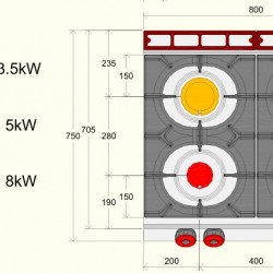FA072T0 - Σειρά αεριόυ 4 καυστήρων - Top Line