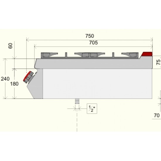 FE072T0 - Σειρά αερίου με 4 ερμητικούς καυστήρες - Top Line 