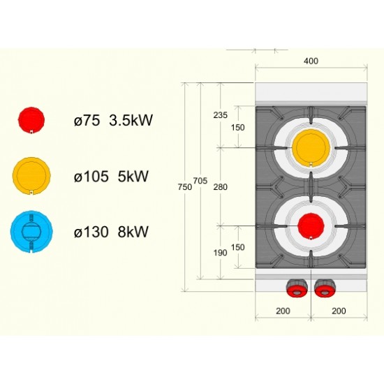 FA071T0 - Σειρά αερίου με 2 καυστήρες - Top Line