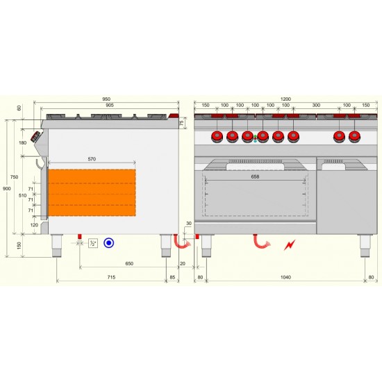 FAE93M0 - Επαγγελματική ηλεκτρική κουζίνα 