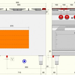 FEG92M0 - Επαγγελματική Κουζίνα αερίου με 4 ερμητικές εστίες και φούρνο αερίου
