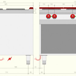 PE093M0 - Επαγγελματική ηλεκτρική κουζίνα 