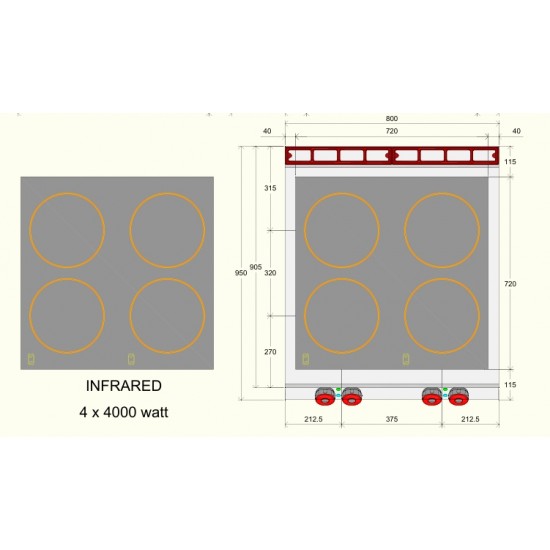 IR092MA - Επαγγελματική ηλεκτρική κουζίνα