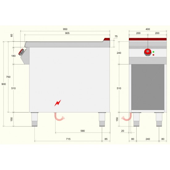 IW091M0 - Επαγγελματική ηλεκτρική κουζίνα