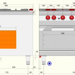 FEG93M0 - Επαγγελματική κουζίνα αερίου με 6 ερμητικά κλειστές εστίες, ενσωματωμένο φούρνο αερίου και ερμάριο αποθήκευσης